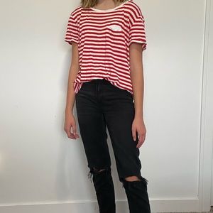 White & Red Basic Tee - Medium